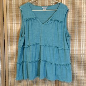 Christopher Banks Womens PXL Sleeveless Top Boho Tiered Tassels Cottagecore
